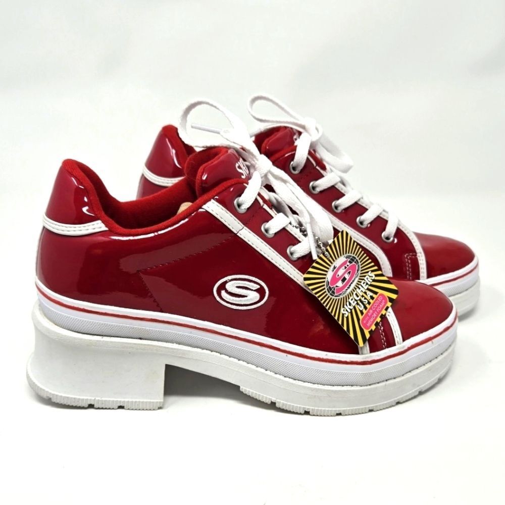 SOLD - Skechers Heartbeats Loud Red & White Casual Sneakers Women's 7.5